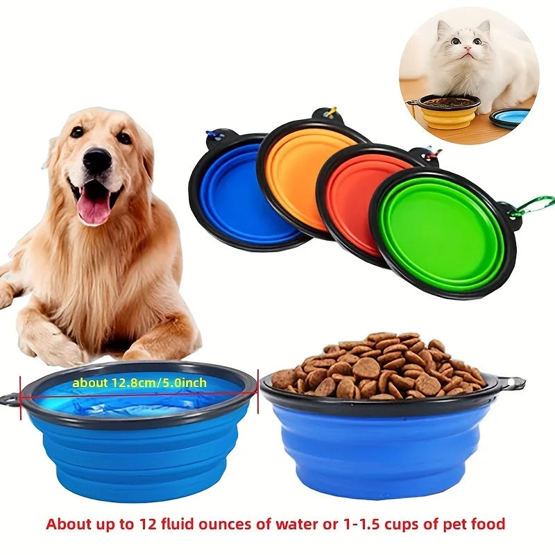 Draagbare voerbak voor huisdieren, duurzame TPR-voerbak voor katten en honden, opvouwbare siliconenbak voor reizen en buitenactiviteiten, voer- en drinkbak.