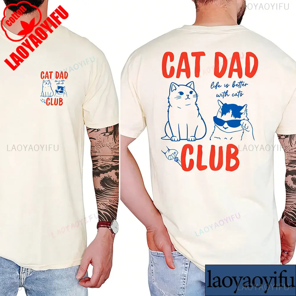 T-shirt Cat Dad Club — Homme | Coton Graphique Manches Courtes