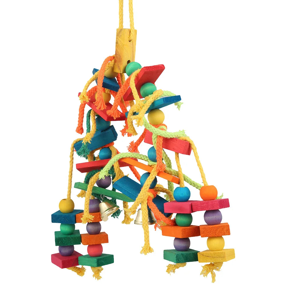Jouet À Mâcher en Bois pour Perroquet – Blocs Colorés À Déchirer