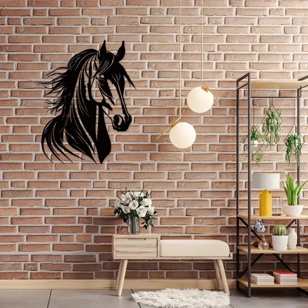 Charmante tête de cheval décorative murale en métal