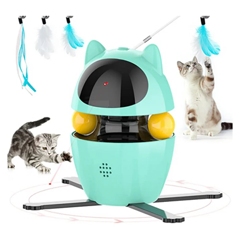 Jouet Interactif 4 en 1 pour Chat – Laser, Plume & Balle | Rechargeable USB