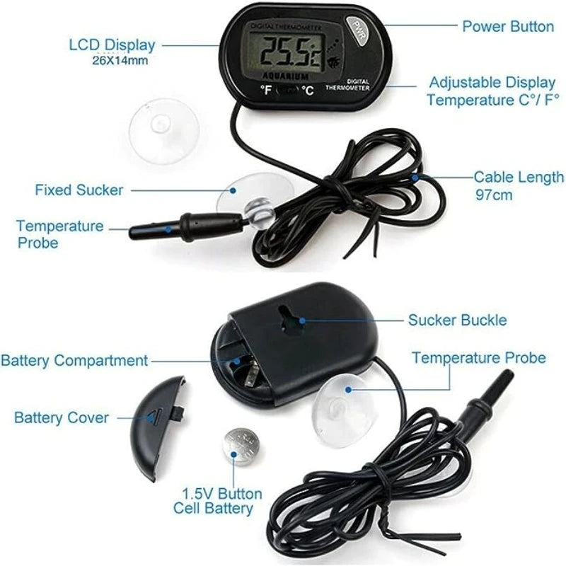 Thermomètre d'aquarium numérique avec sonde