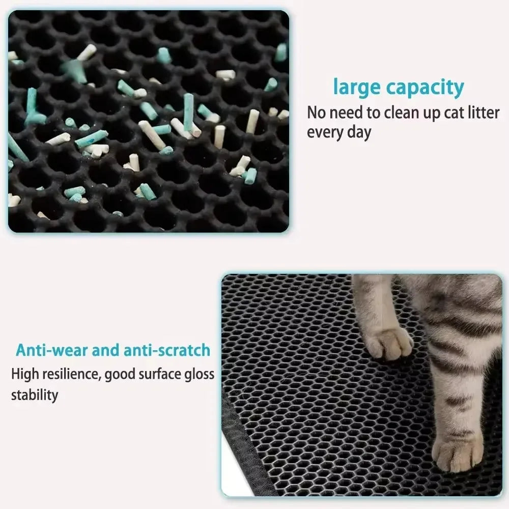 Tapis de Litière Double Couche pour Chat – Imperméable & Antidérapant