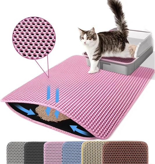 Tapis de Litière Double Couche Plastique pour Chat — Respirant, Lavable & Antidérapant
