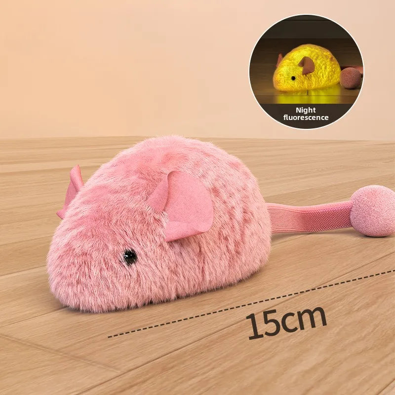 Souris Interactive en Fausse Fourrure pour Chat — Jouet Électrique Autonome