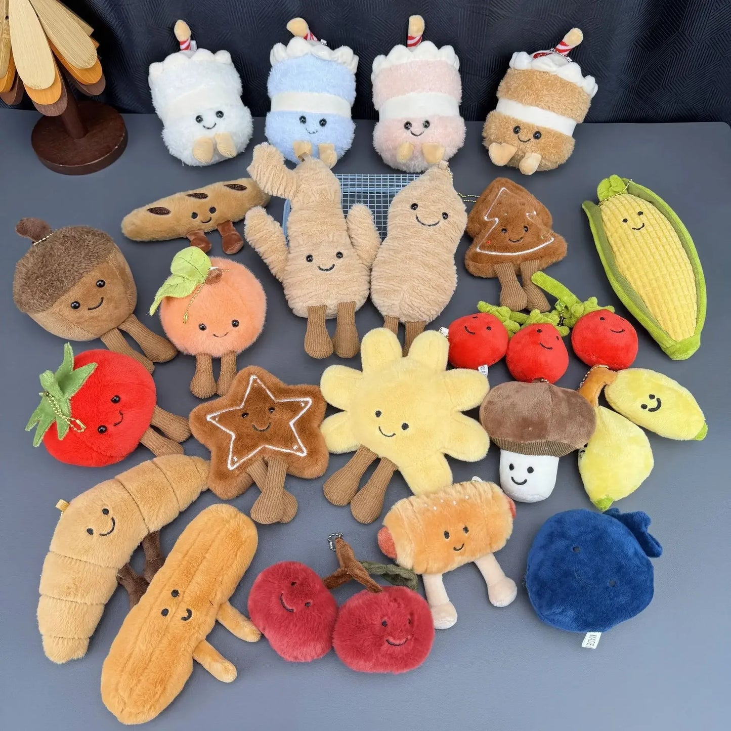 Porte-clés peluche fruits et légumes mignons – 45 modèles, idéal cadeau