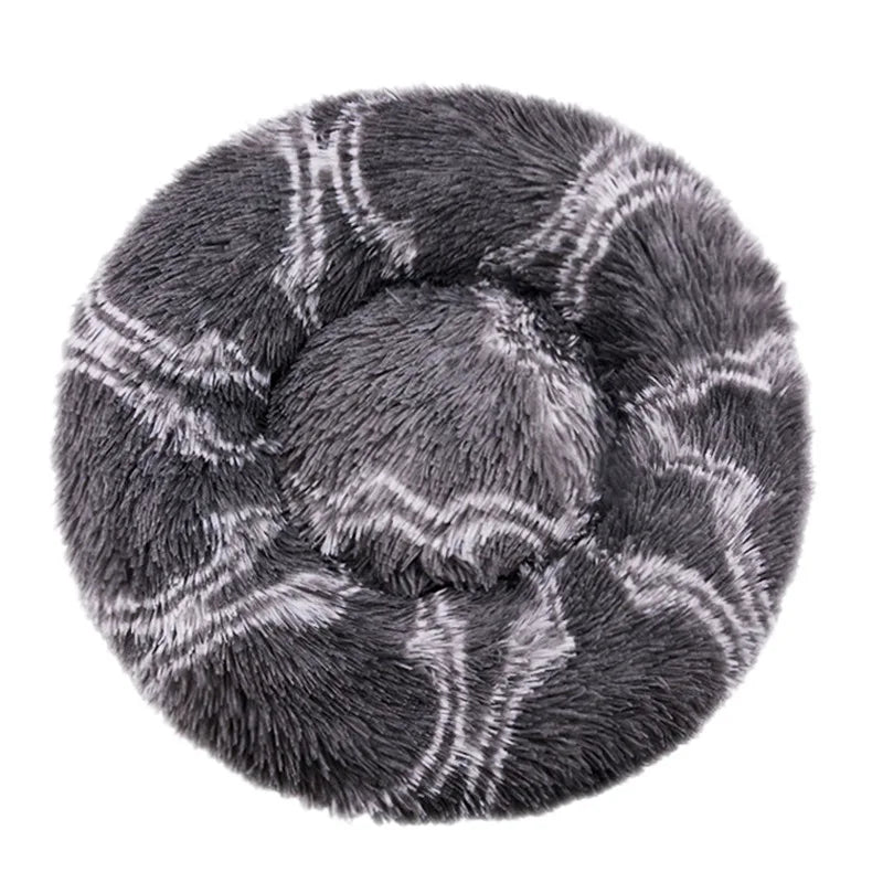 Lit rond en peluche pour chien et chat – Lavable, toutes saisons (40 à 90 cm)