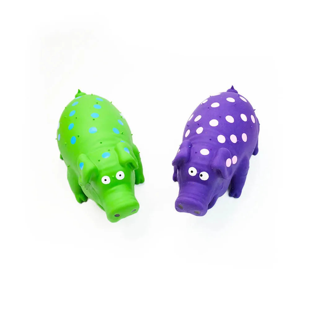 Latex huisdier speeltje in de vorm van een varken - Duurzaam kauw- en bijtspeeltje, gestippeld en piepend, voor honden en huisdieren. Accessoires voor intelligentiespellen.