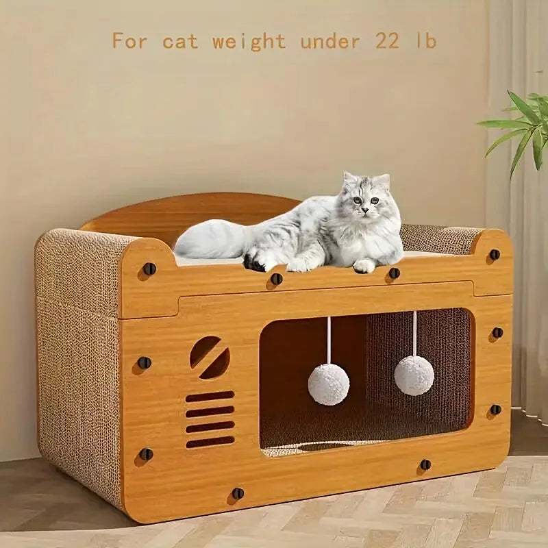 Griffoir-Lounge 2-en-1 pour Chat en Carton – Rouge, Bleu ou Vert