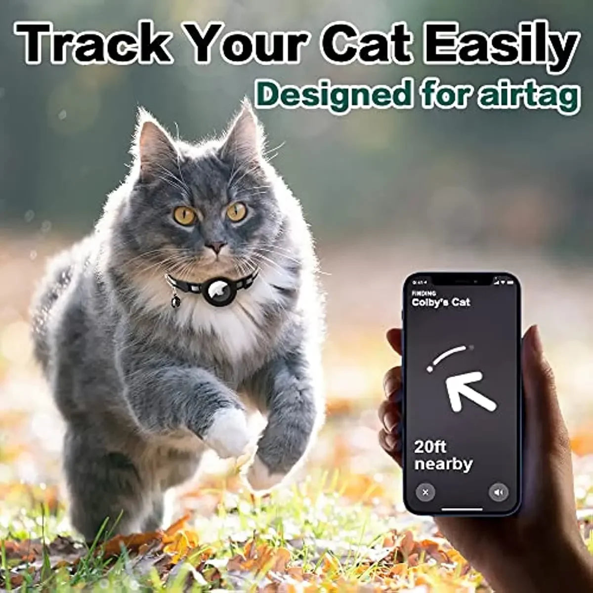 Collier Réfléchissant pour Chat — Compatible AirTag, Sécurité & Clochette