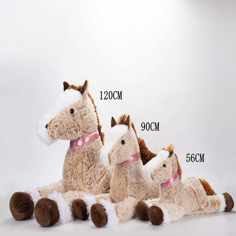 Grote liggende pluchen paard (56/90/120 cm), cartoon paard knuffel, schietprop
