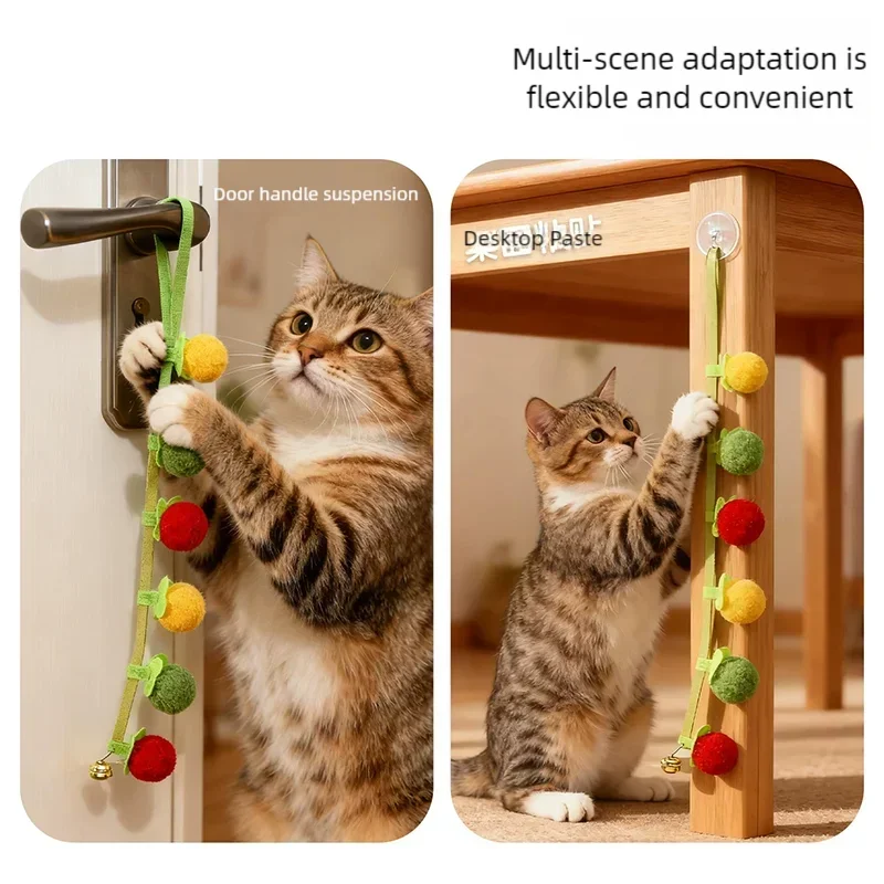 Jouet Tomate pour Chat — Ficelle avec Clochette & Herbe à Chat, Lot de 1, 3 ou 5