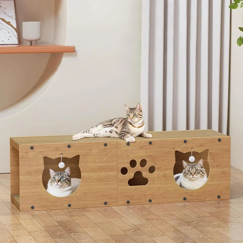 Griffoir-Lounge 2-en-1 pour Chat en Carton – Rouge, Bleu ou Vert