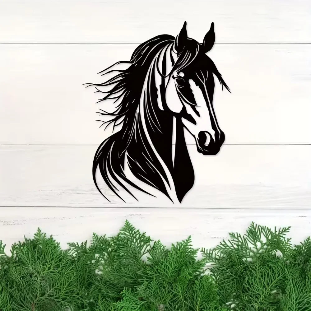 Charmante tête de cheval décorative murale en métal