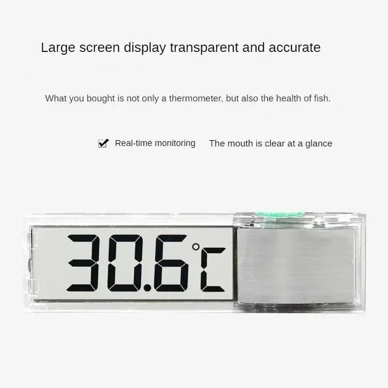 Thermomètre Digital Adhésif pour Aquarium – Affichage LCD Transparent, ±0,1°C, Or / Argent