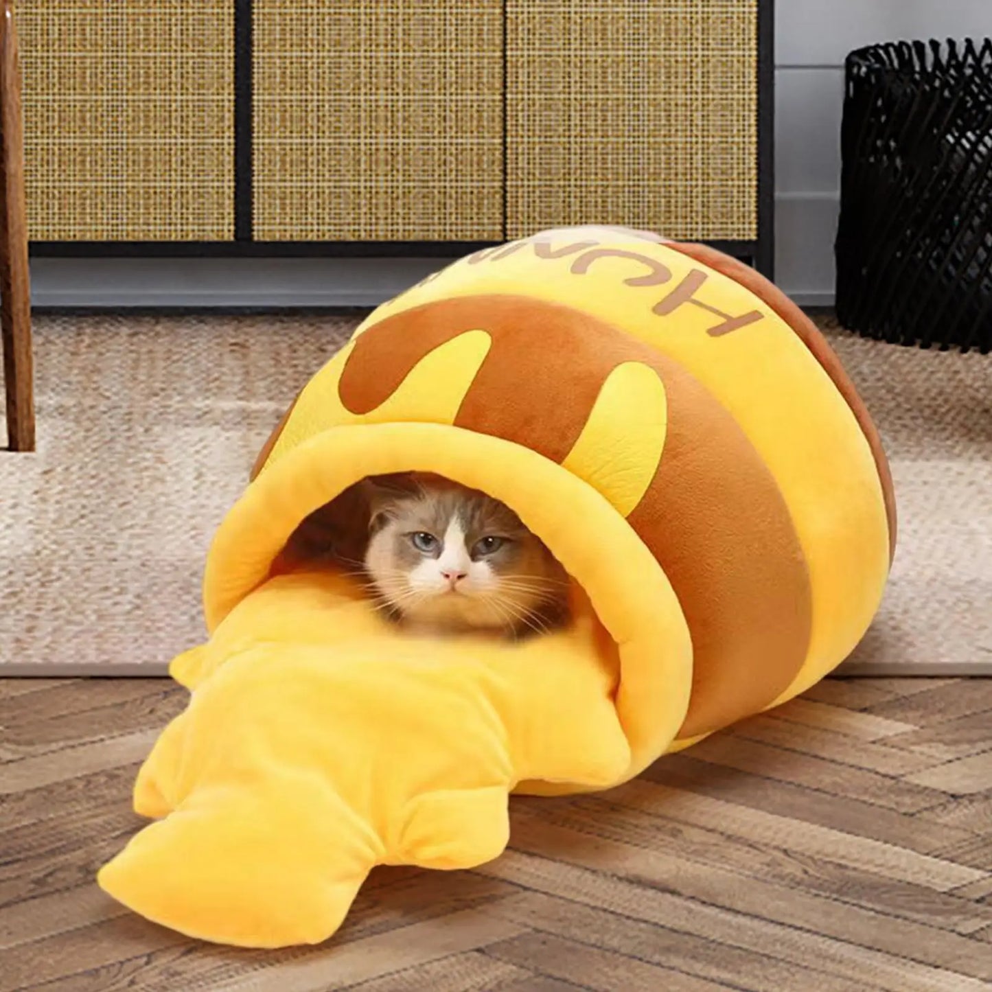 Kattenbed in de vorm van een huisje, mooi wasbaar en comfortabel kattenbed