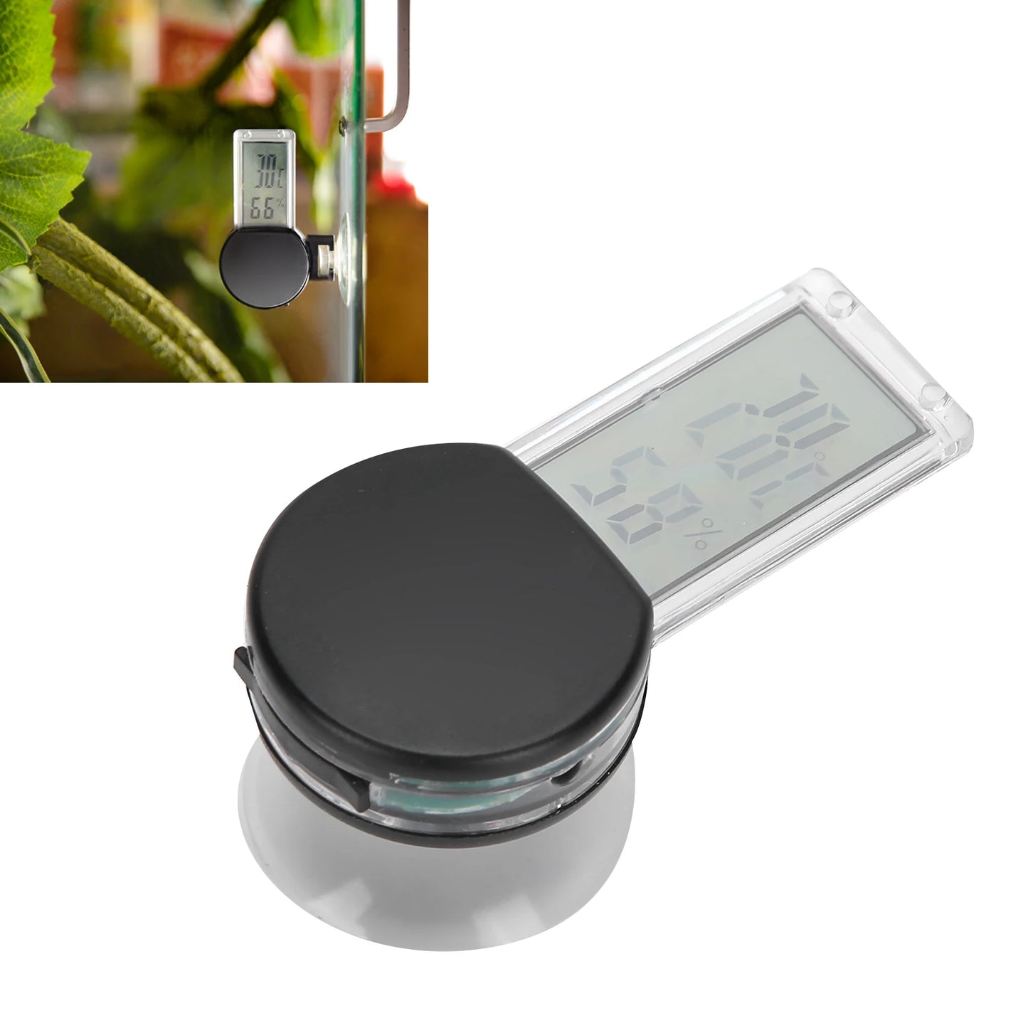 Thermomètre Hygromètre Digital pour Terrarium Reptiles – Affichage Température & Humidité, IP5, Ventouse