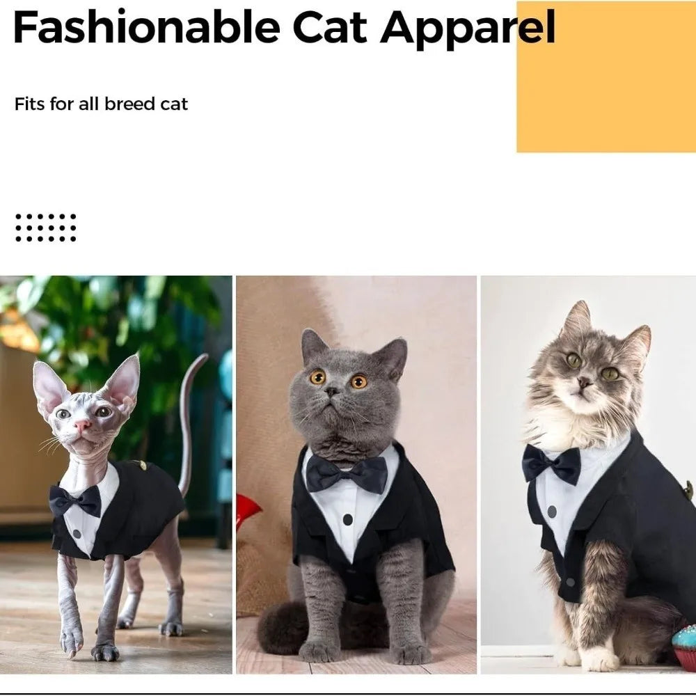 Kattenshirt/vest - Kattenkleding - Verjaardagsoutfit - Formele outfit - Kattenshirt - Kleding voor huisdieren - Kattenvest voor bruiloft of verjaardag