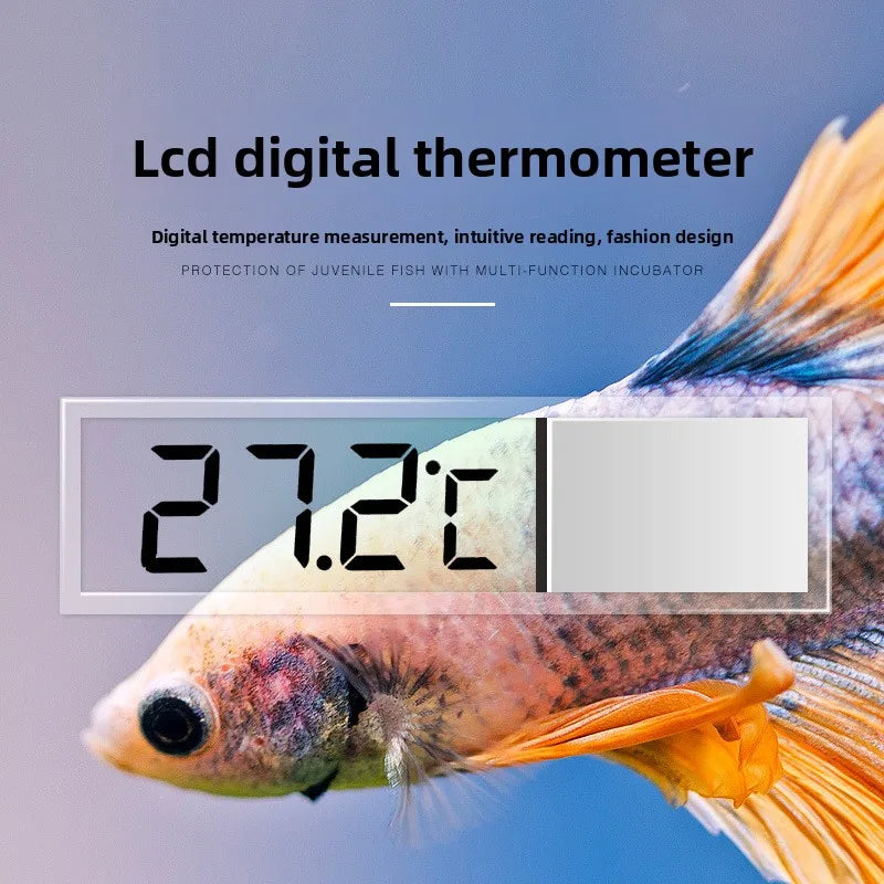 Thermomètre Digital Adhésif pour Aquarium – Affichage LCD Transparent, ±0,1°C, Or / Argent