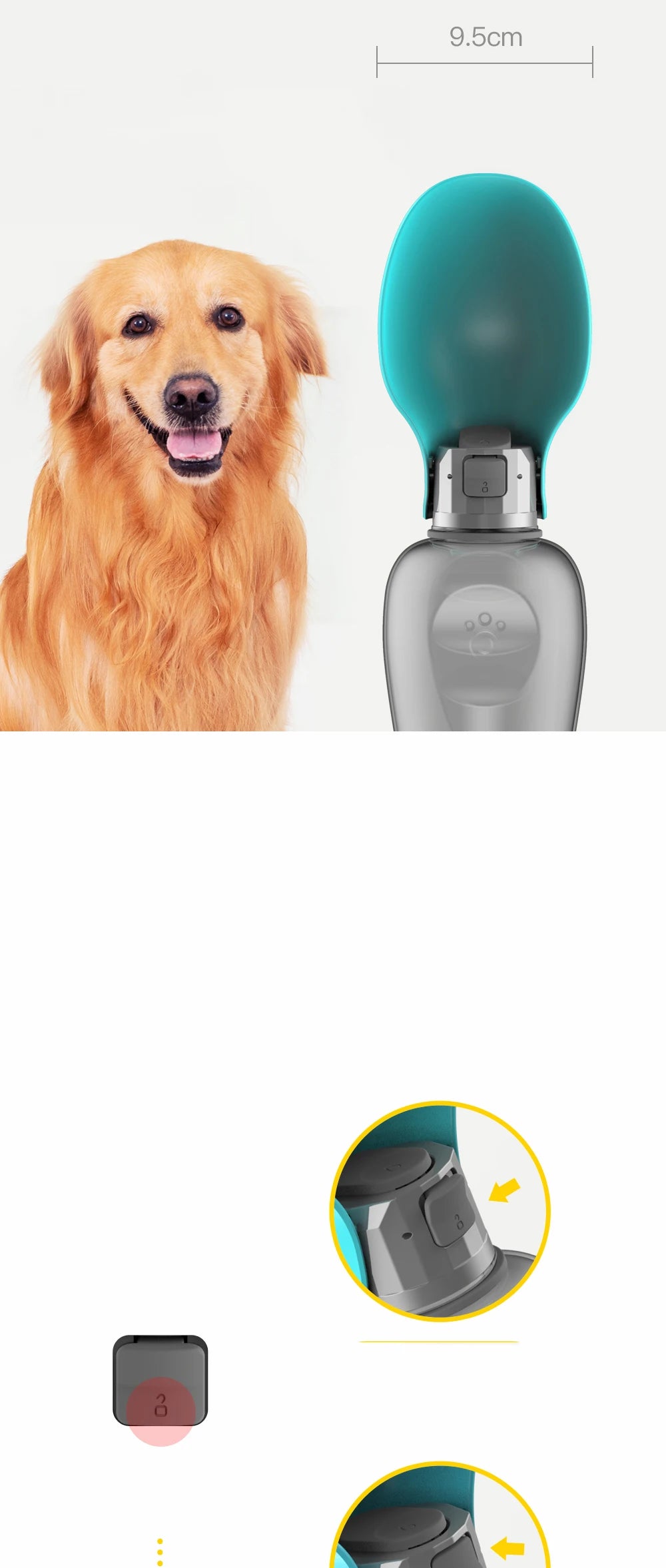 Bouteille d'eau portable pour chien, 800ml, pour chiens de petite, moyenne et grande taille, bol à boire pour voyage en plein air, mangeoire pour chiot et chat, accessoires pour animaux de compagnie Labrador