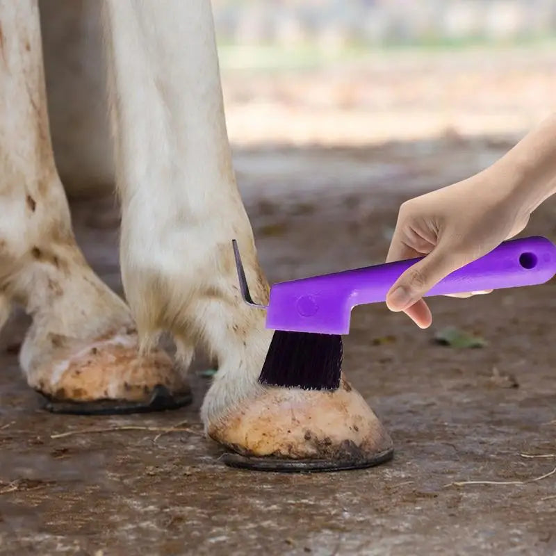 Cure-Pied 2-en-1 pour Enfant – PP Coloré, Brosse Intégrée, Pansage Cheval