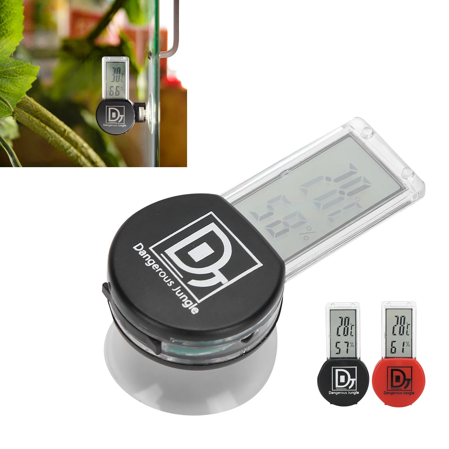 Thermomètre Hygromètre Digital pour Terrarium Reptiles – Affichage Température & Humidité, IP5, Ventouse