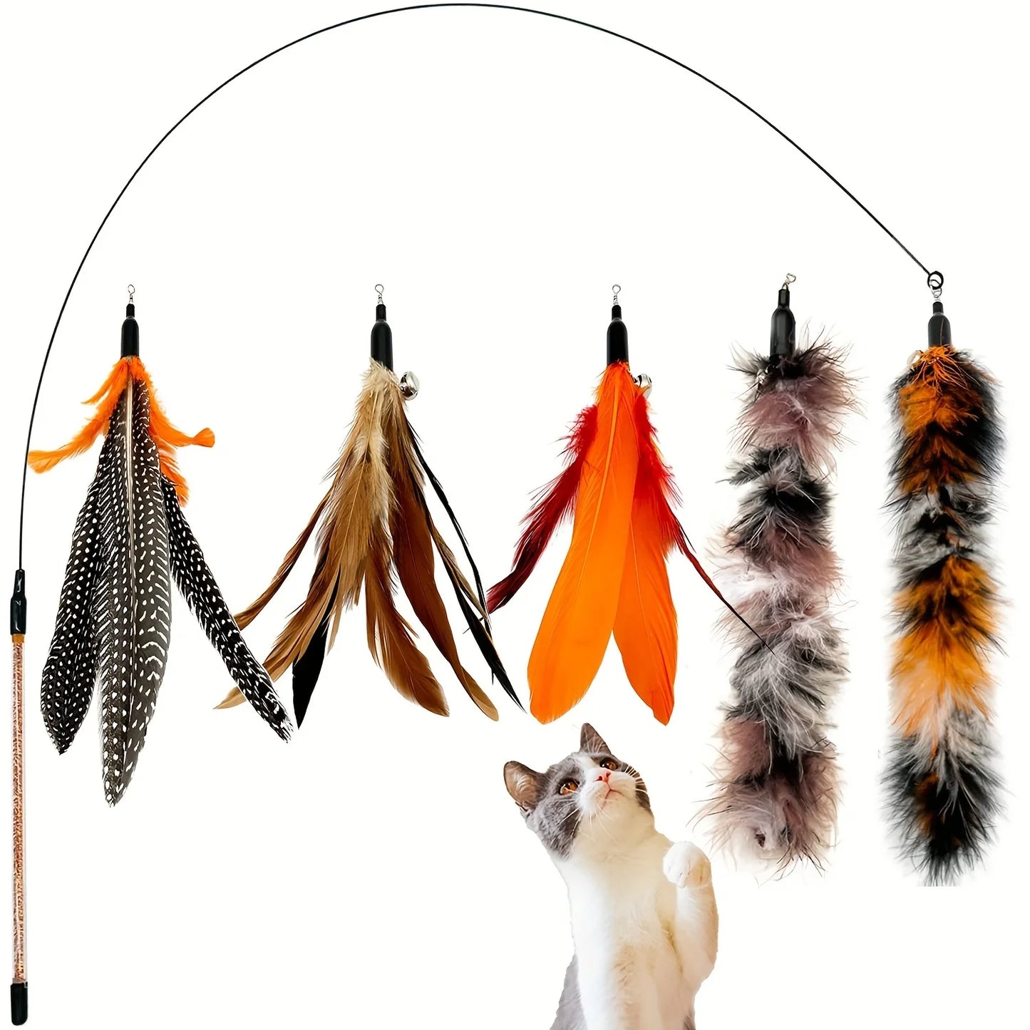 Recharges plumes naturelles pour baguette de chat – Lot de 6
