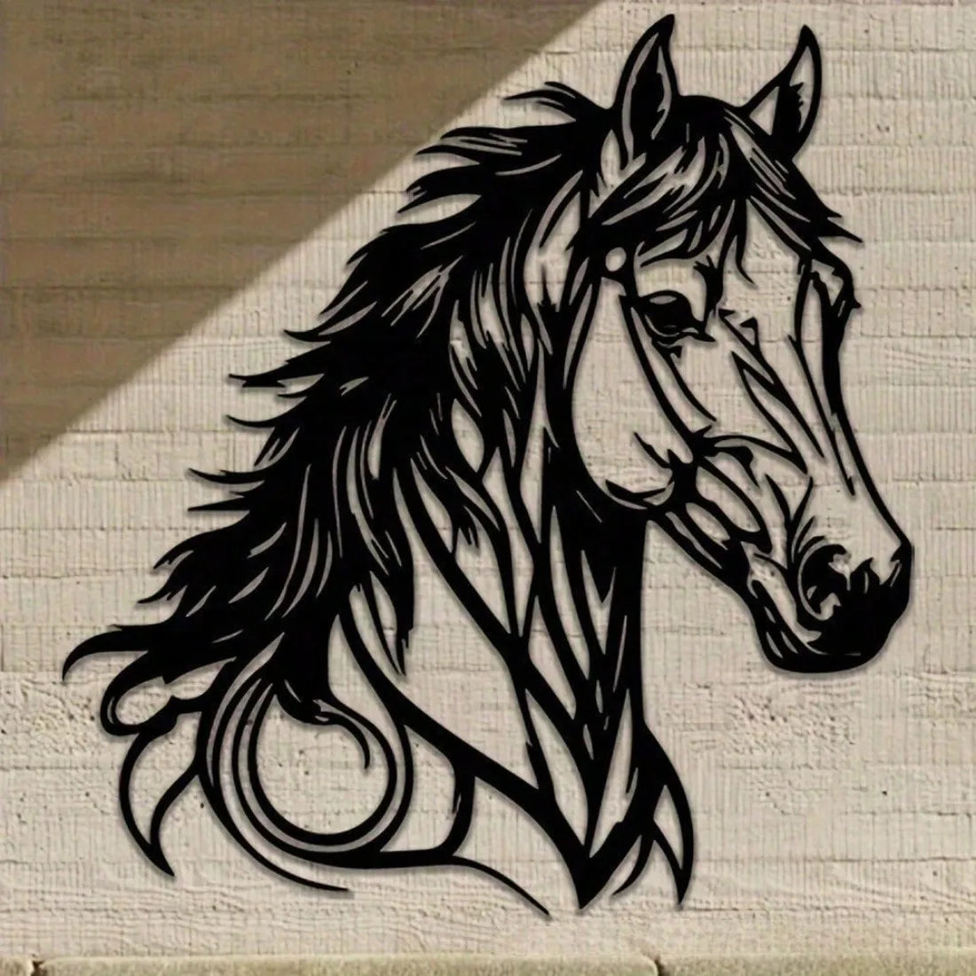 Metalen paardenwanddecoratie, waterdicht en roestvrij, paardencadeau voor thuis of op kantoor, moderne en duurzame stijl voor slaapkamer, badkamer en woonkamer.