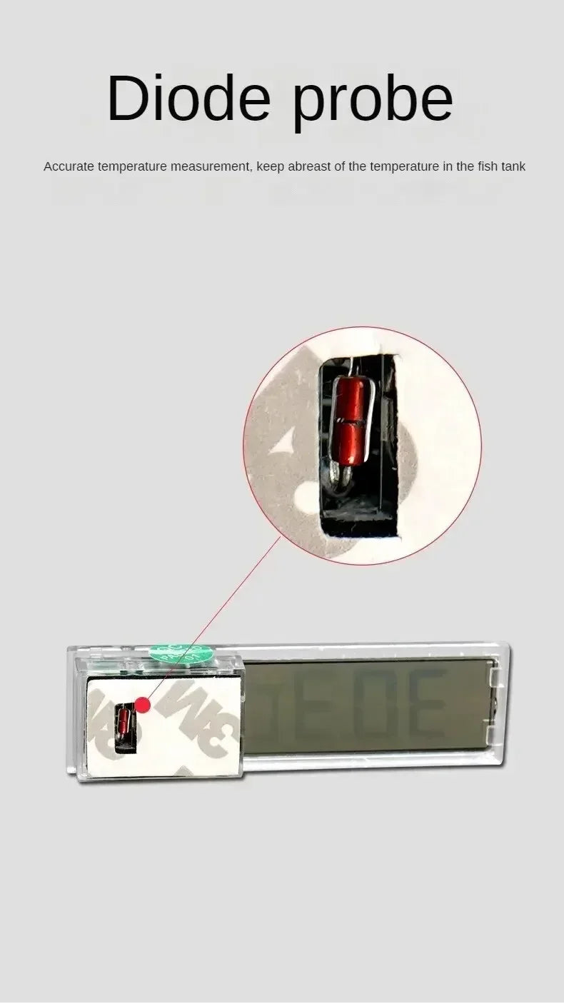 Thermomètre Digital Adhésif pour Aquarium – Affichage LCD Transparent, ±0,1°C, Or / Argent