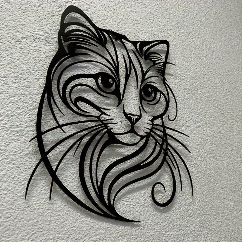 Plaque murale  de chat en métal