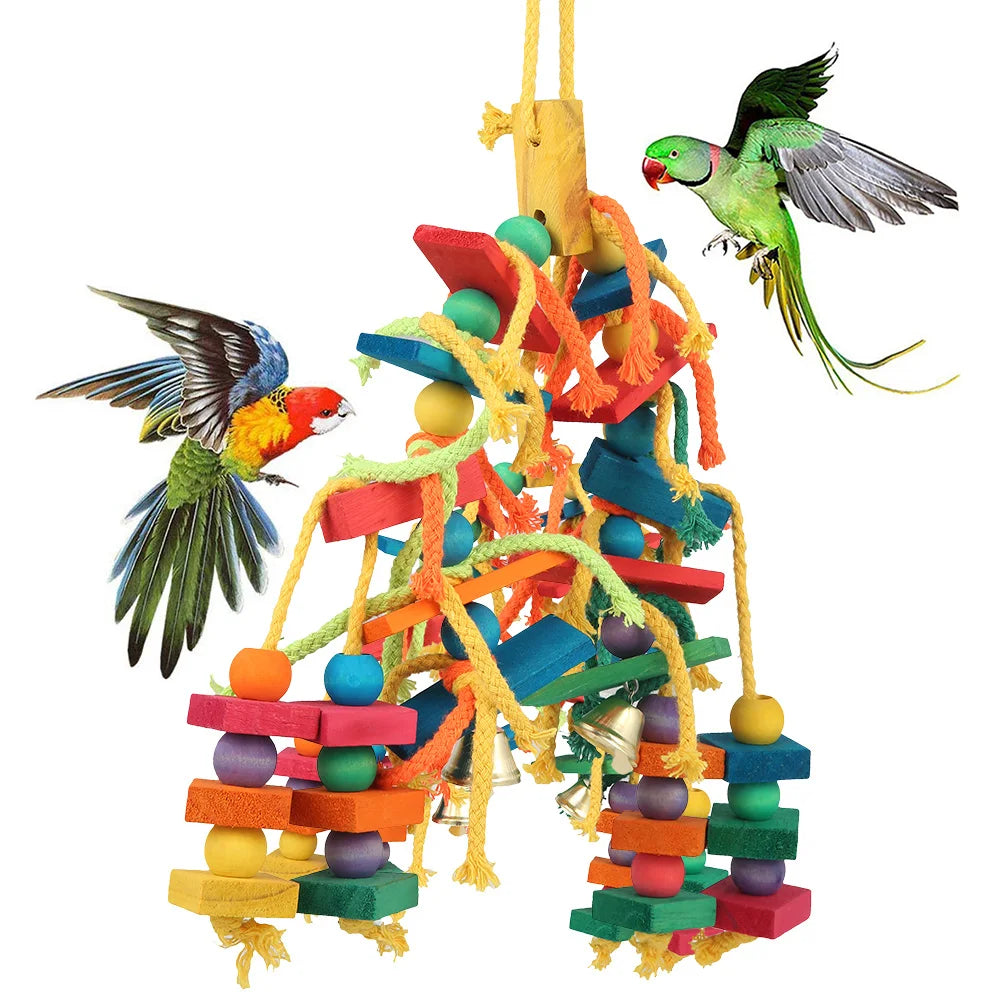 Jouet À Mâcher en Bois pour Perroquet – Blocs Colorés À Déchirer