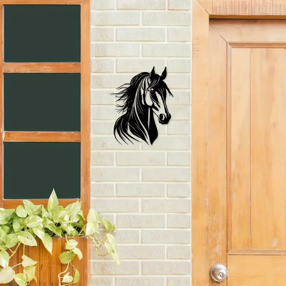 Charmante tête de cheval décorative murale en métal