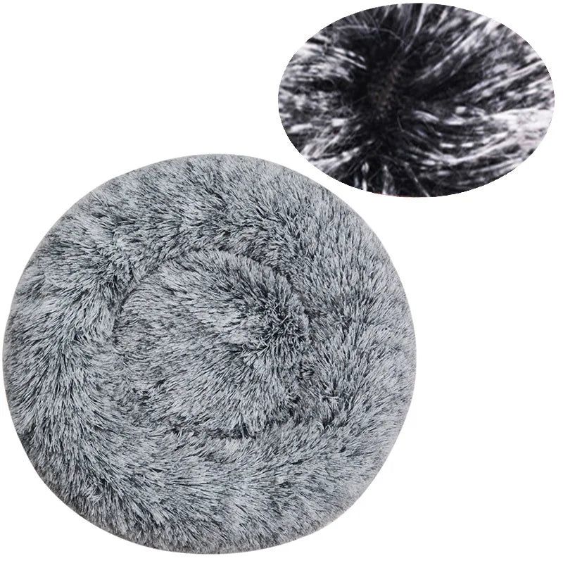 Lit rond en peluche pour chien et chat – Lavable, toutes saisons (40 à 90 cm)