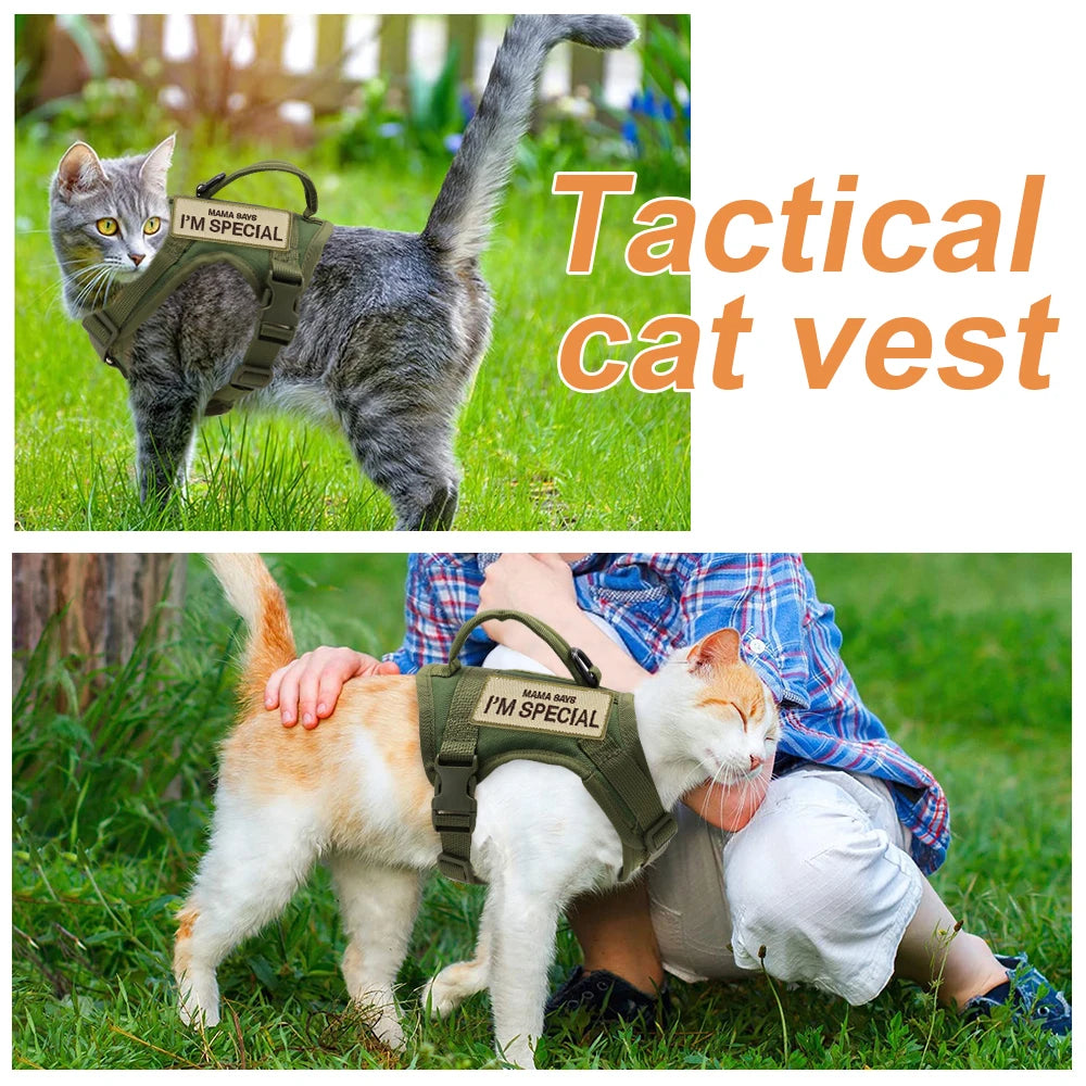 Harnais Tactique en Nylon pour Chat & Petit Chien – Avec Poignée
