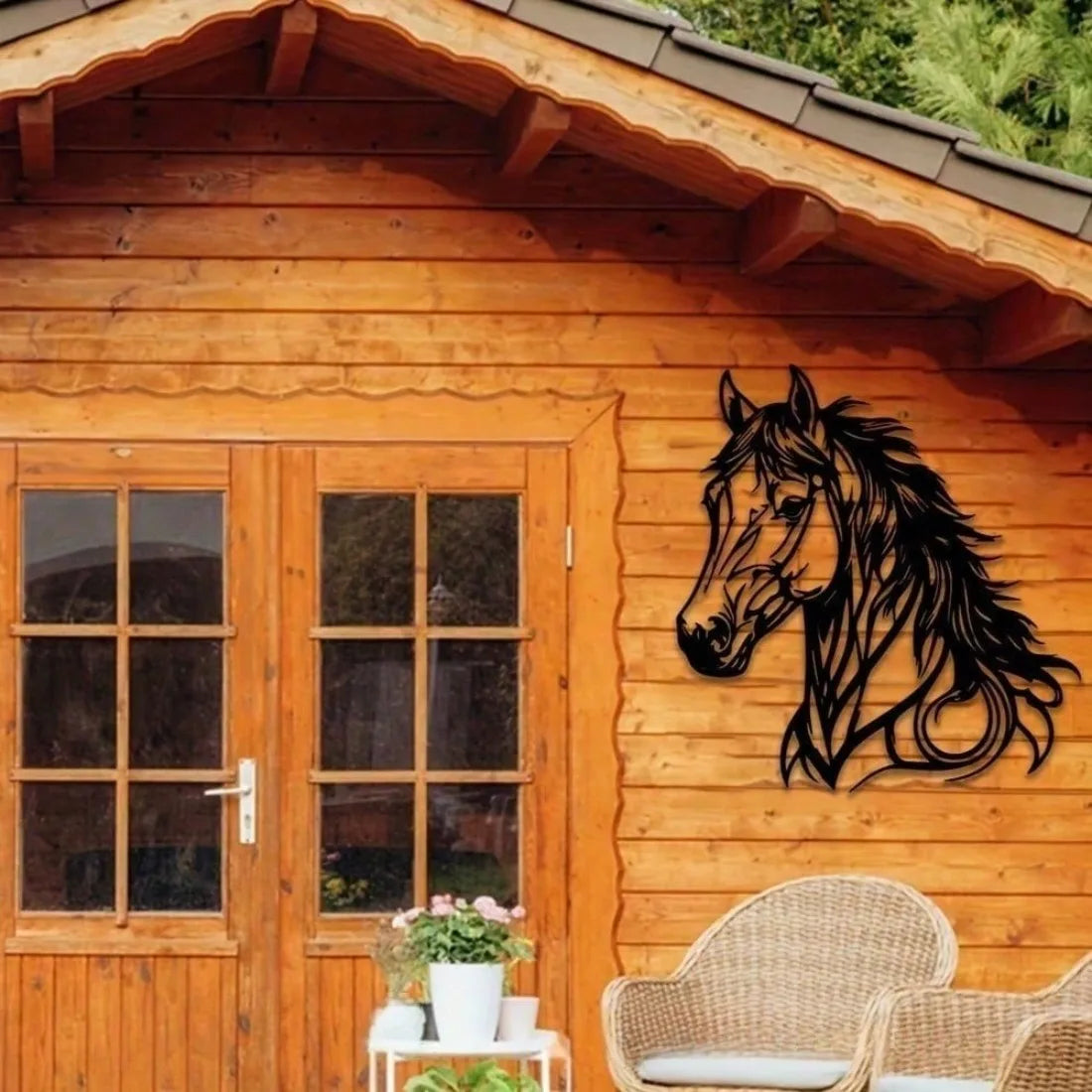 Metalen paardenwanddecoratie, waterdicht en roestvrij, paardencadeau voor thuis of op kantoor, moderne en duurzame stijl voor slaapkamer, badkamer en woonkamer.
