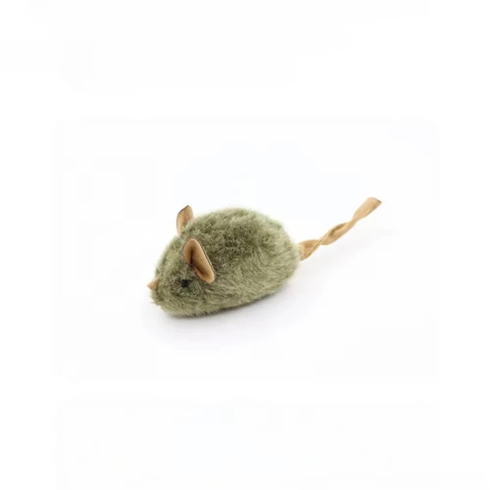 Kattenspeeltje, realistische piepende muis, geluid geactiveerd door sensor, kleine pluchen muis, leuk en stimulerend speeltje voor de kat.