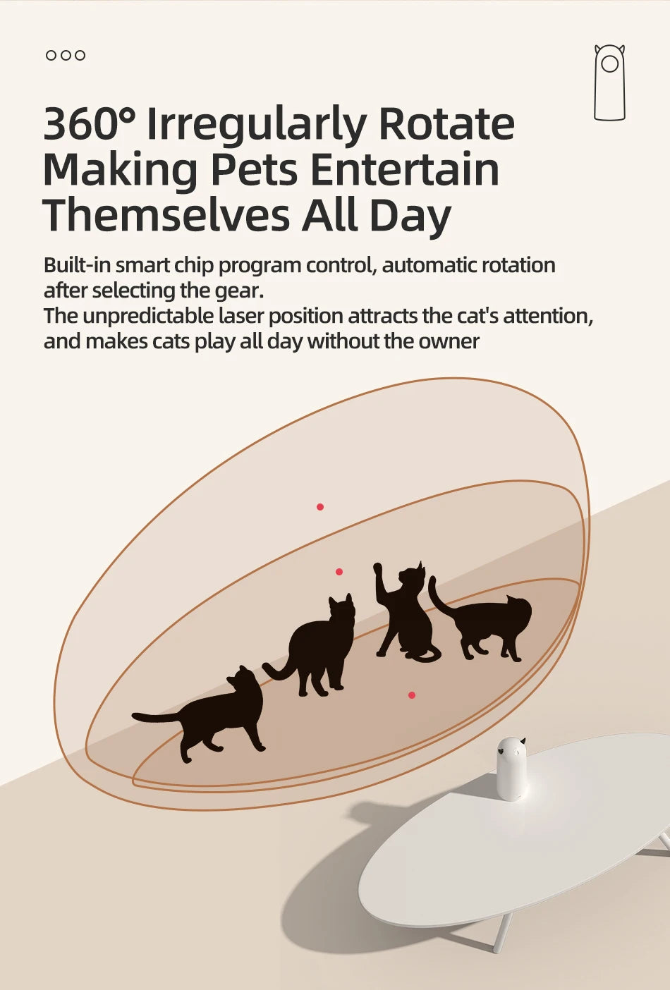 Jouet Laser LED Automatique pour Chat – Pointeur Interactif Intelligent ROJECO, Blanc
