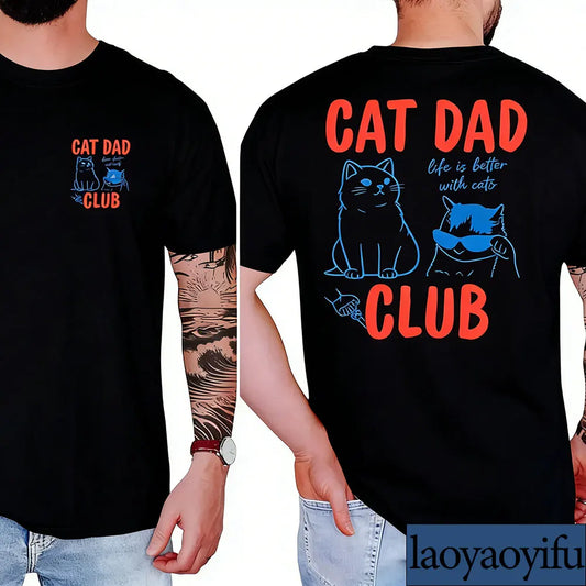 T-shirt Cat Dad Club — Homme | Coton Graphique Manches Courtes