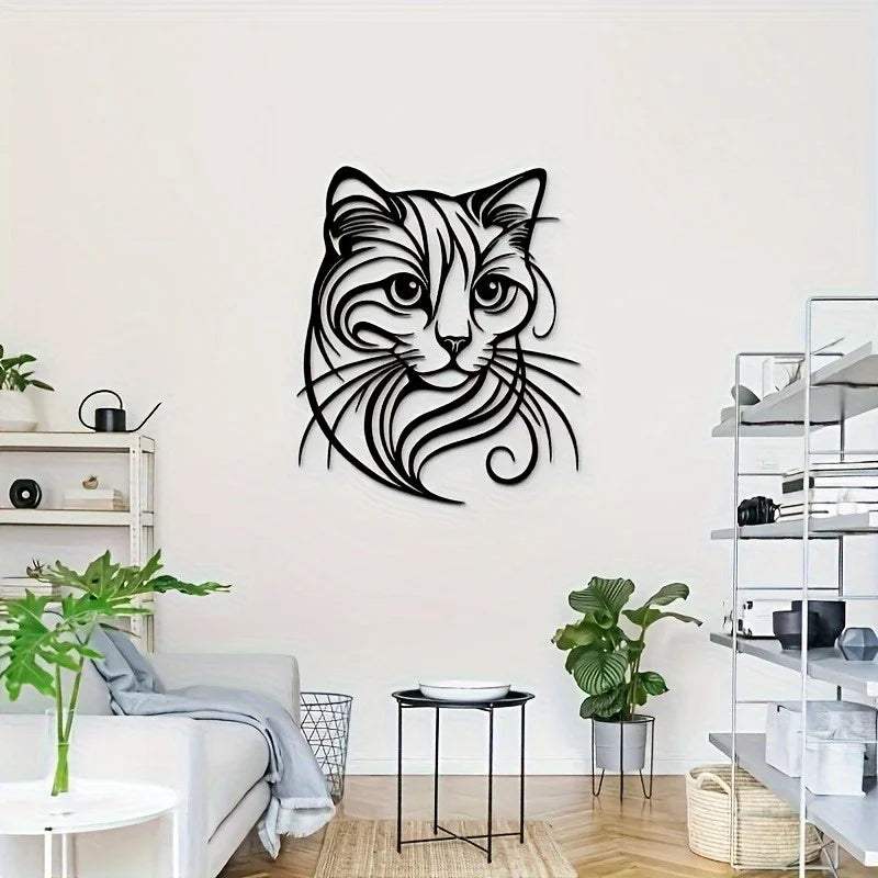 Plaque murale  de chat en métal