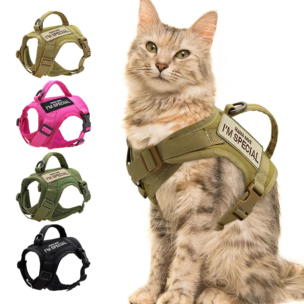 Harnais Tactique en Nylon pour Chat & Petit Chien – Avec Poignée
