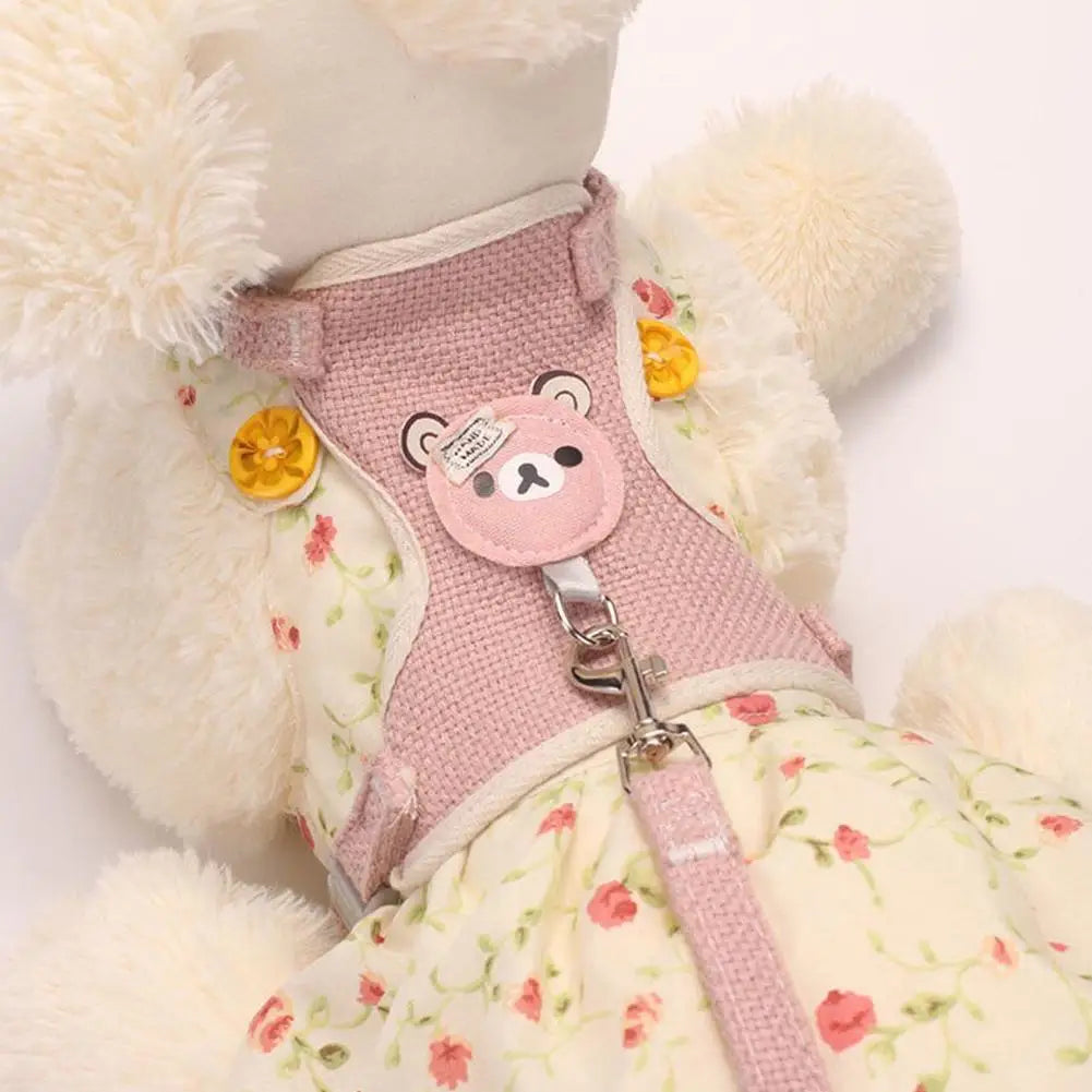 Joli petit gilet pour animaux de compagnie, sangle de poitrine, laisse pour chien, corde de Traction, marche, chien, chat, lapin, harnais, collier de caniche, accessoires pour chiens