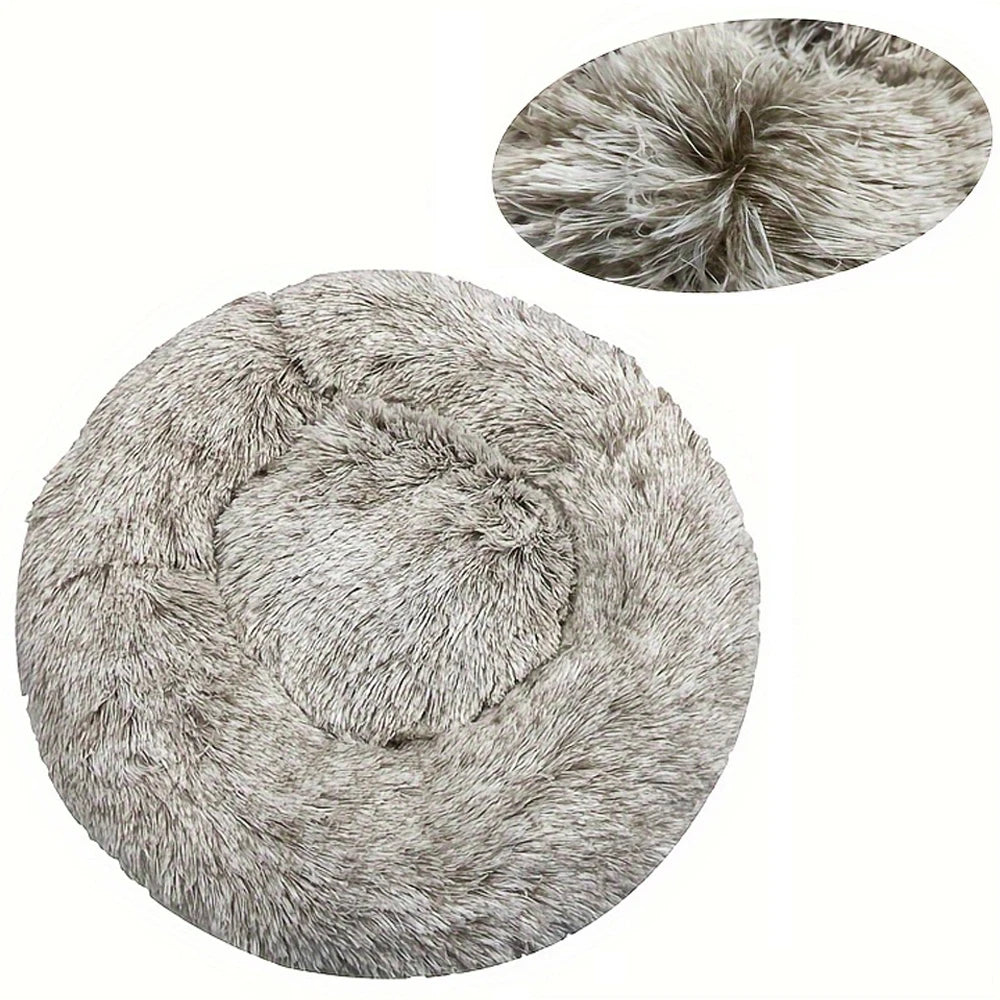 Lit rond en peluche pour chien et chat – Lavable, toutes saisons (40 à 90 cm)