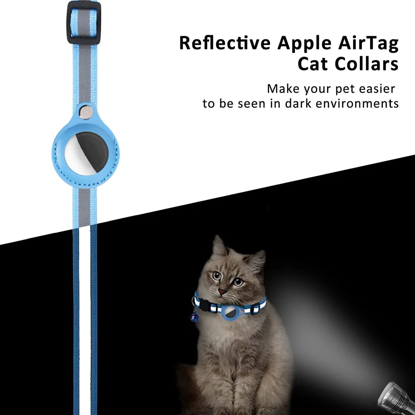 Collier pour chat avec support AirTag – Réfléchissant & Cloche