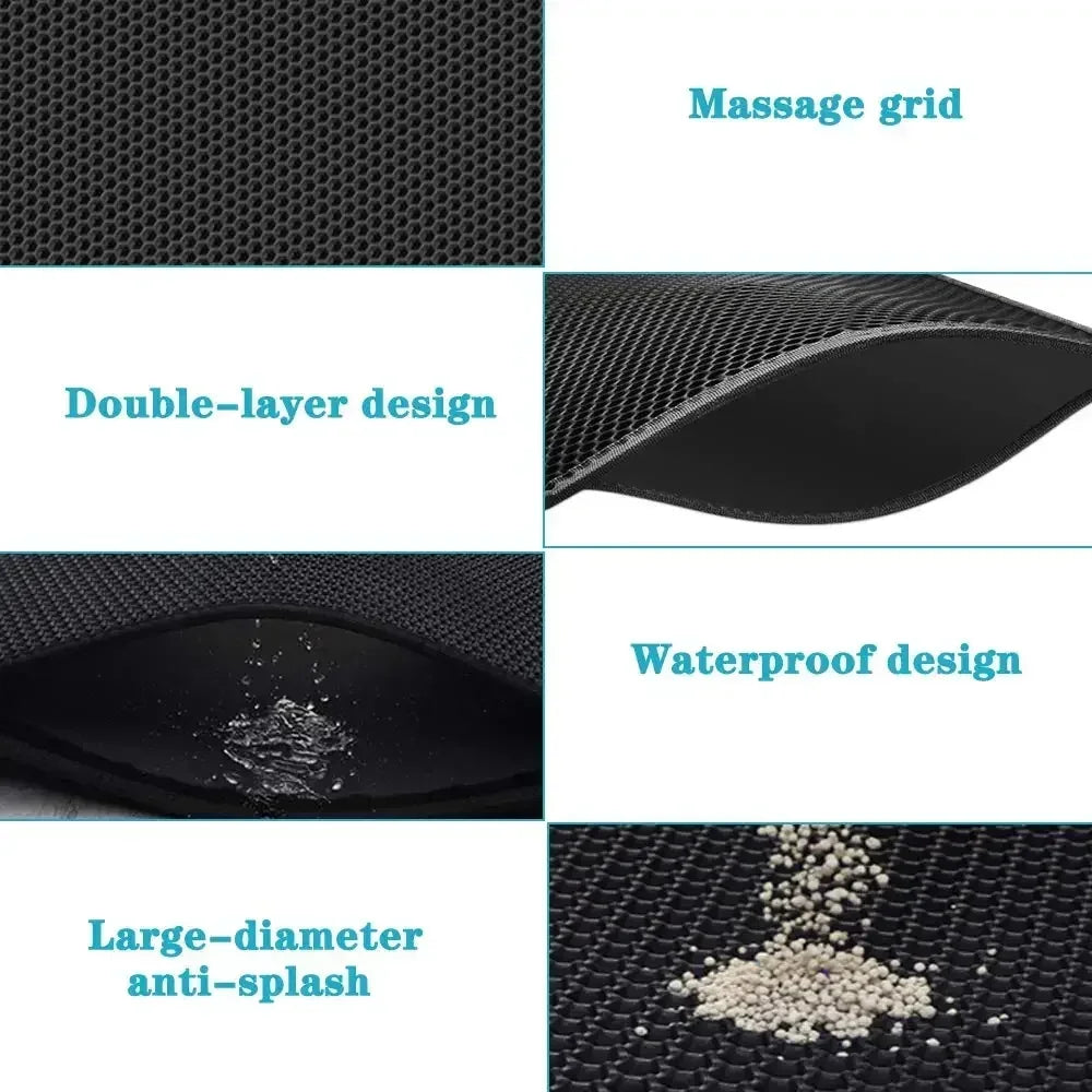 Waterdichte, dubbellaagse kattenbakmat, antislip, wasbaar. Huisdierreiniging.