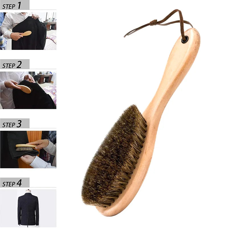 Brosse à poils de cheval — manche en bois
