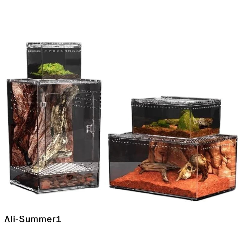 Terrarium Acrylique Transparent pour Reptiles – Ventilation 360°