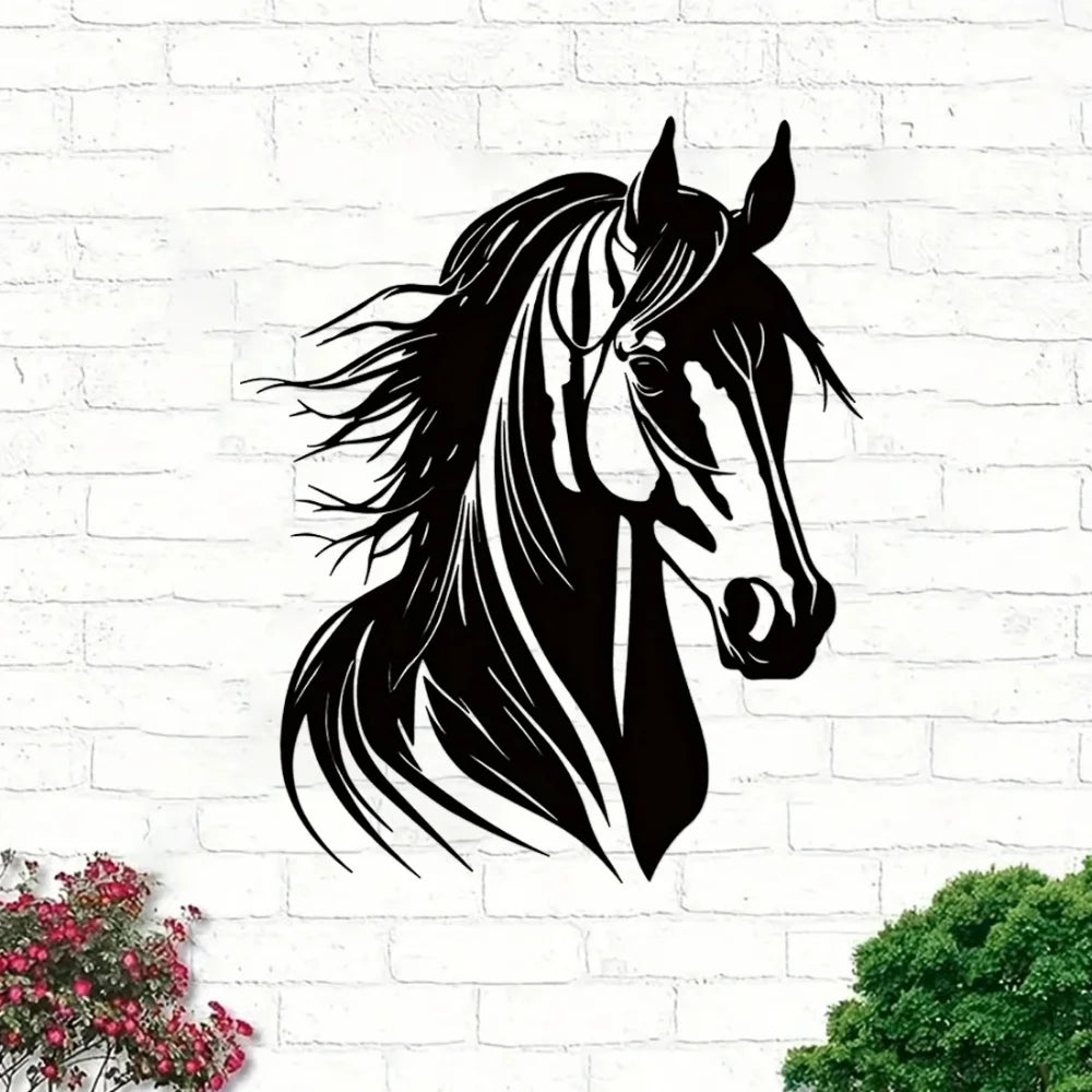 Charmante tête de cheval décorative murale en métal