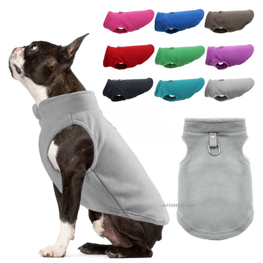 Gilet Polaire pour Chien & Chat — Veste d'Hiver avec Anneau en D, Tailles S à XL