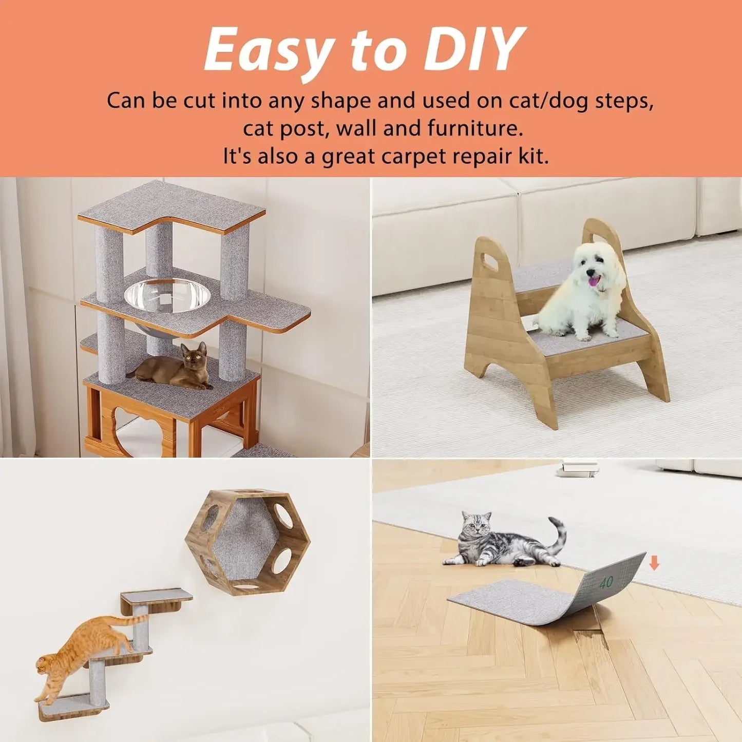 Tapis Griffoir Adhésif pour Chat — Protège Meubles, Antidérapant & Multifonction