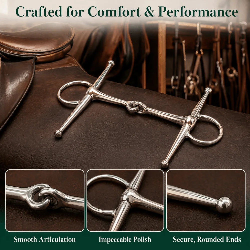 Mors Snaffle Full Cheek Articulé pour Cheval – Acier Inoxydable